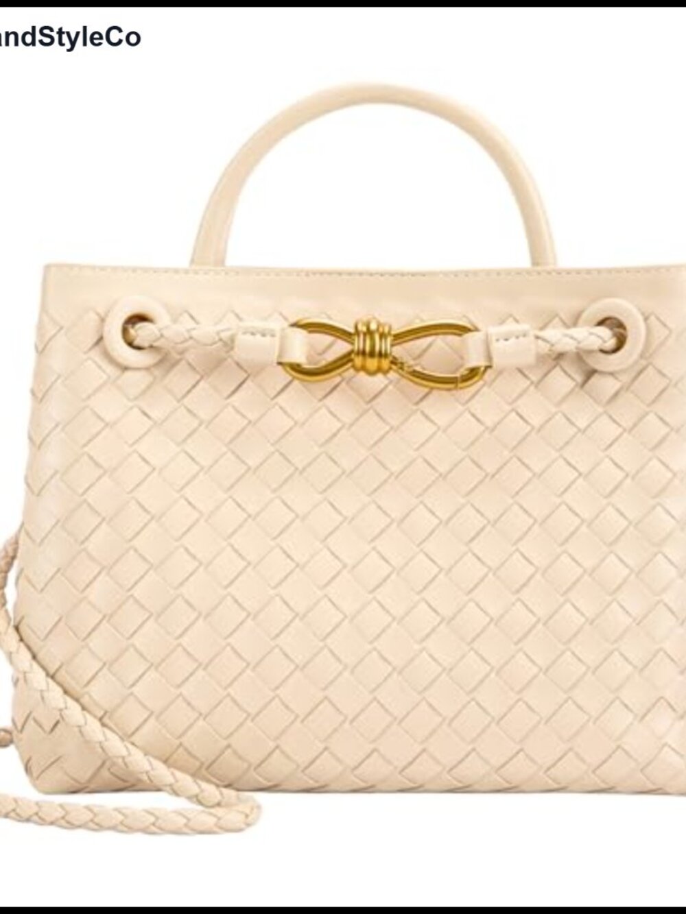 Woven Tote Bag PU Leather Top Handle Shoulder Crossbody Purse